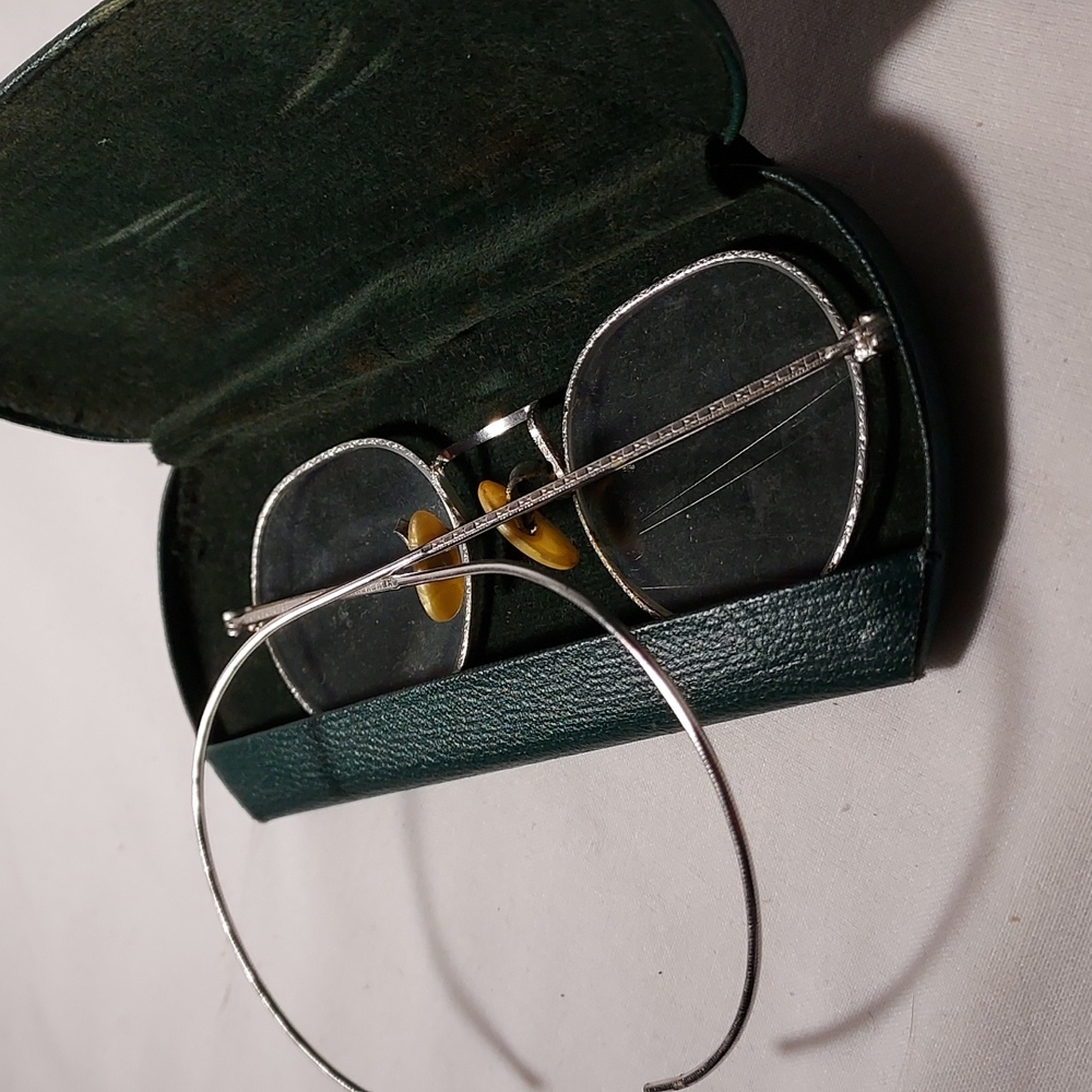Vintage Gold Color Rimmed Eye Glasses with Case